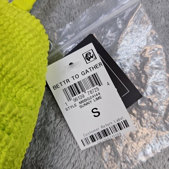 Bar III Convertible Bandeau Bikini Top Womens Size S Sunny Lime Removeable Strap - Picture 5 of 7